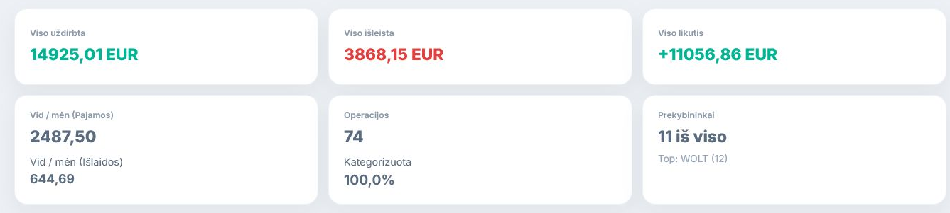 Statistikos suvestinės kortelės